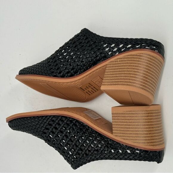Time and Tru Women Off-White Woven Heeled Chunky Heel Mules Size 8 - Picture 4 of 5